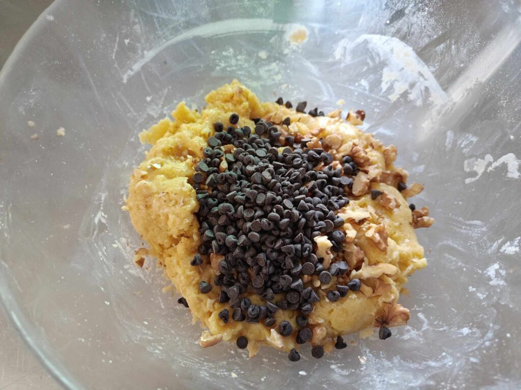 noci e gocce di cioccolato