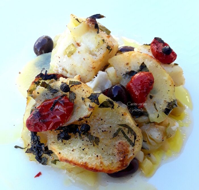 Baccalà al forno con patate alla pugliese