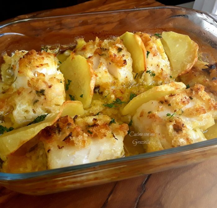 Baccalà gratinato al forno con patate