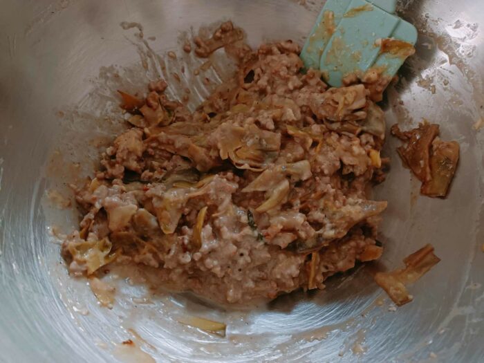 carne carciofi formaggio composto  