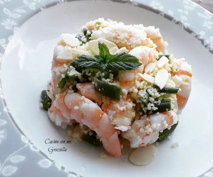 Cous cous gamberi e fagiolini