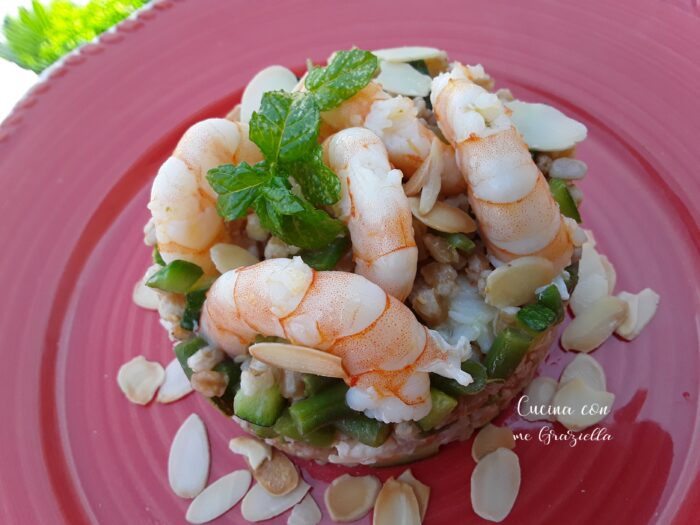 Farro alle verdure e mazzancolle