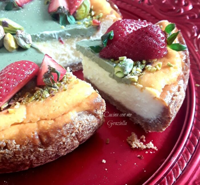 New York cheesecake pistacchi e fragole interno