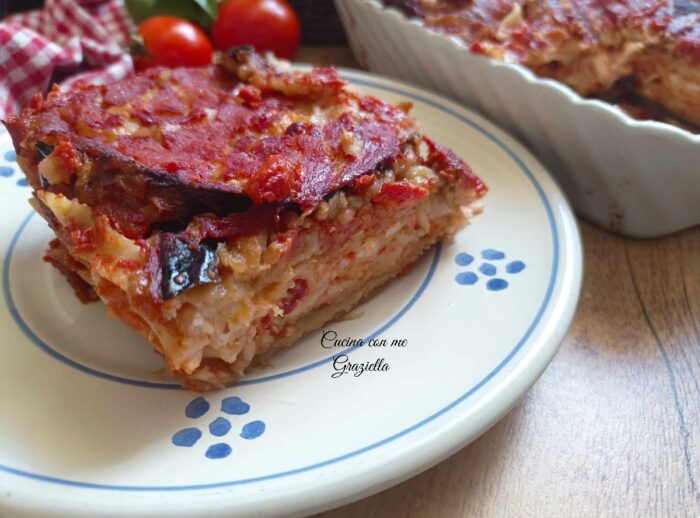 Pasta al forno con melanzane fritte in pastella