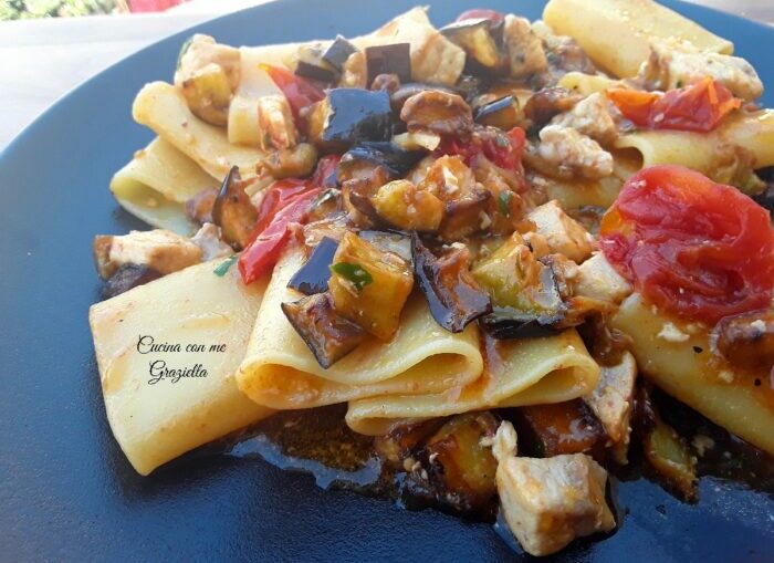 Pasta con pesce spada e melanzane