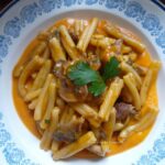 Pasta e funghi con crema di zucca