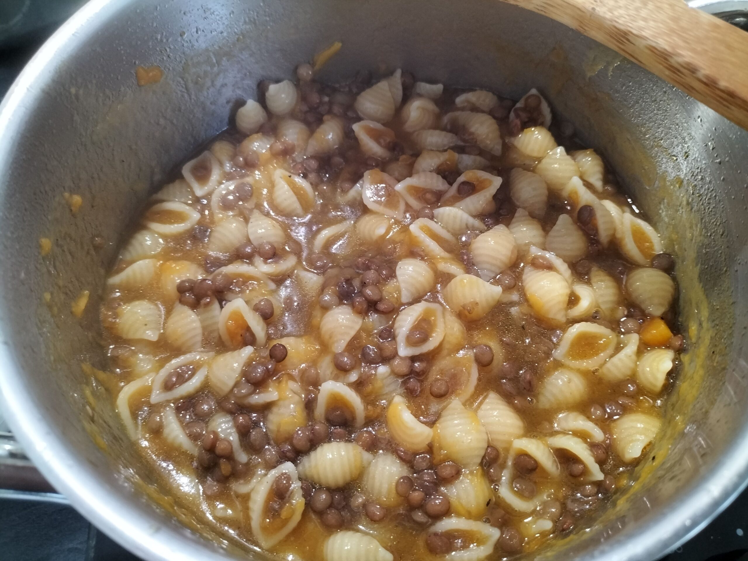 Pasta zucca e lenticchie