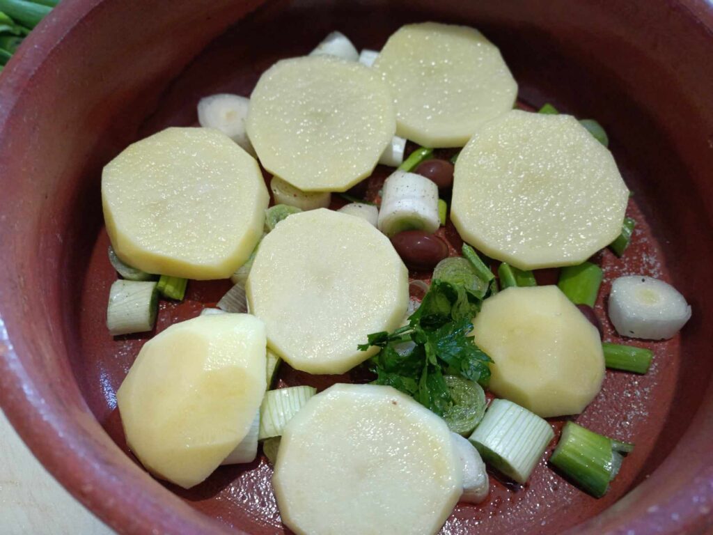 teglia con patate e cipolle
