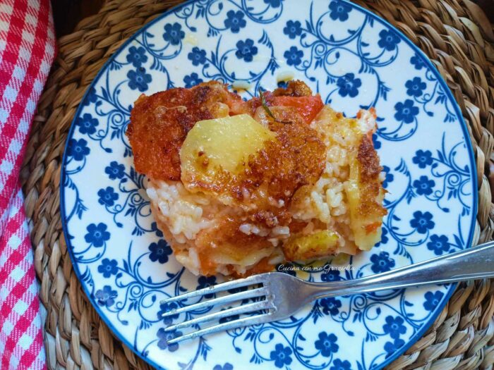 Riso patate e zucca al forno 