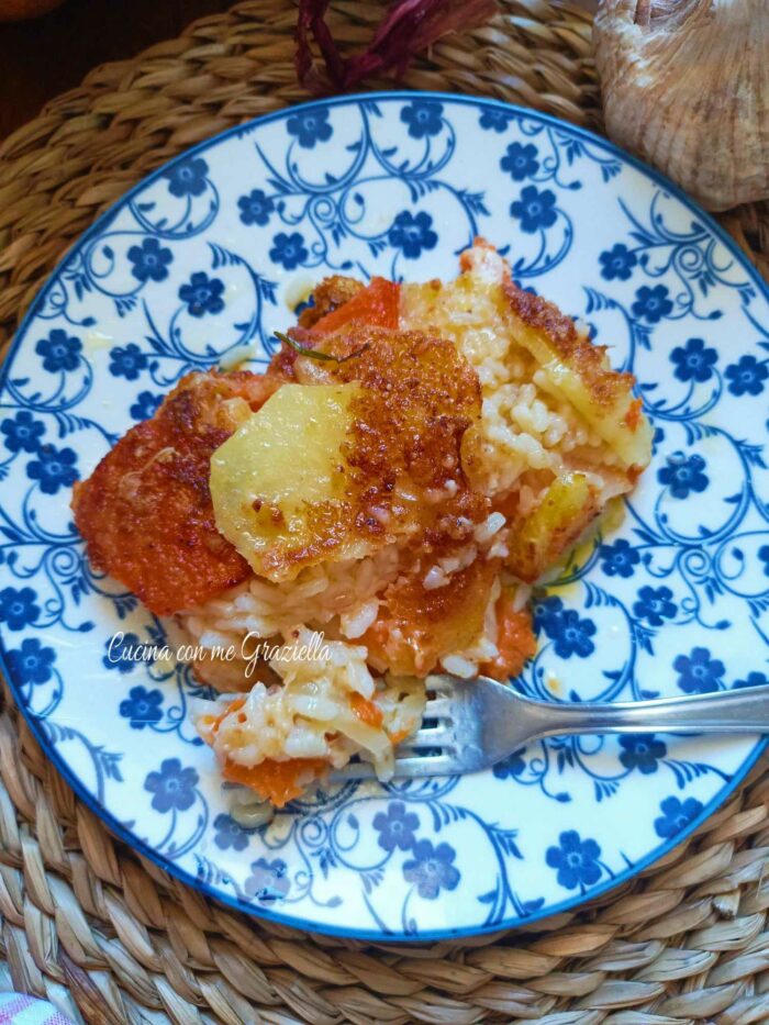 Riso patate e zucca al forno 