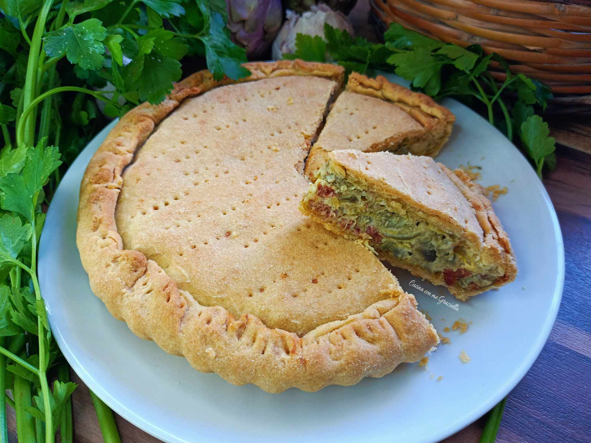 Pizza rustica di carciofi