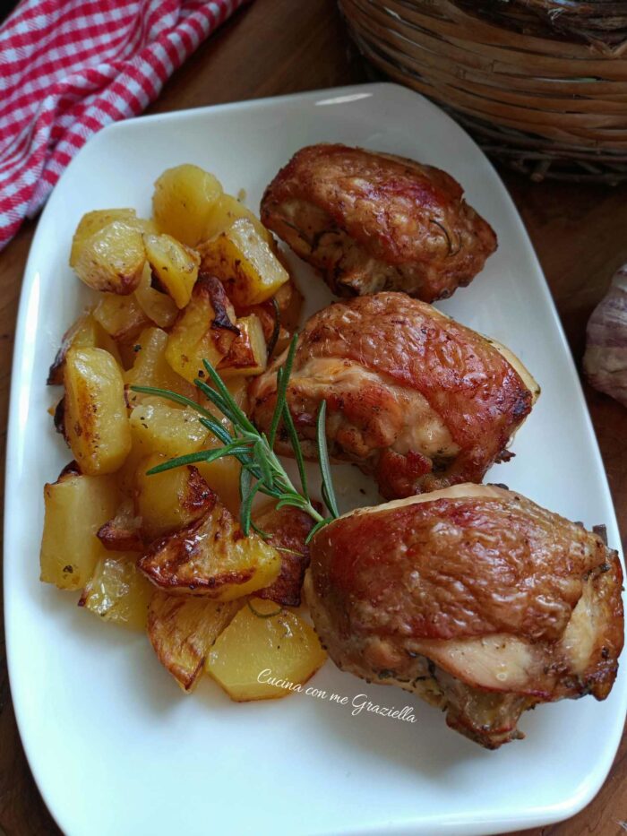 pollo e patate al forno alla birra