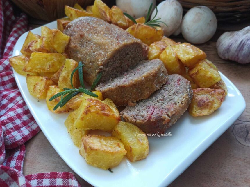 Polpettone di carne con funghi e speck
