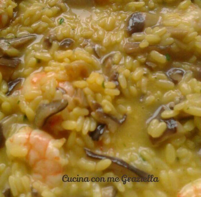 risotto funghi gamberi e zafferano