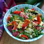 Riso freddo zucchine bresaola pomodori e rucola