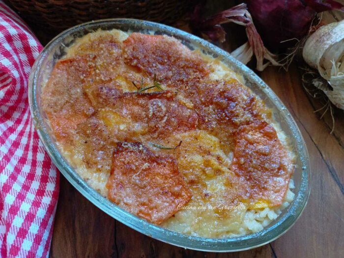 Riso patate e zucca al forno
