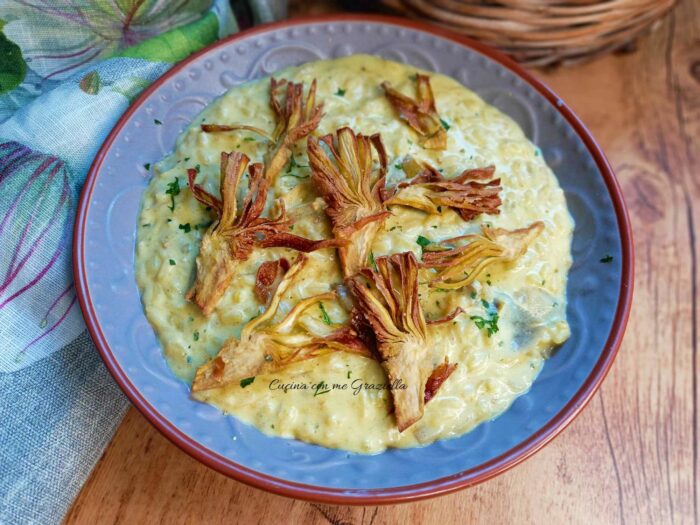 Risotto ai carciofi con crema allo zafferano