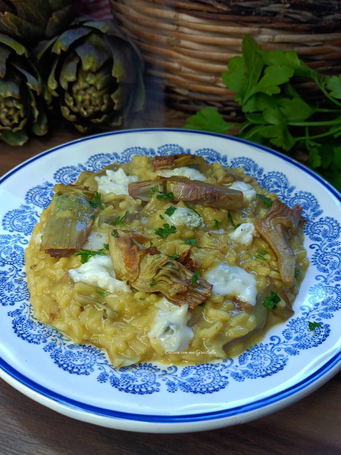 Risotto ai carciofi con zafferano e gorgonzola