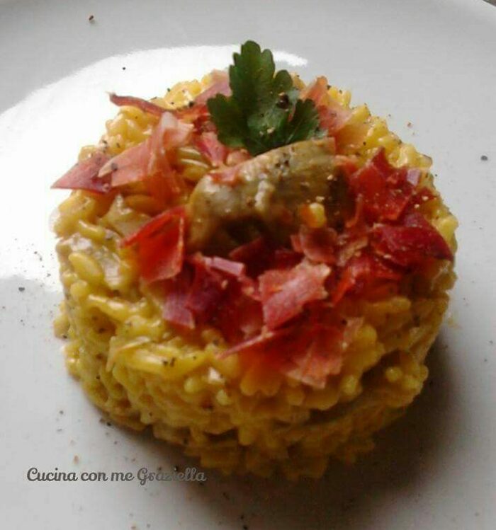 risotto carciofi zafferano e speck