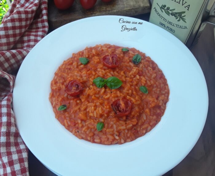 Risotto con pomodori al forno