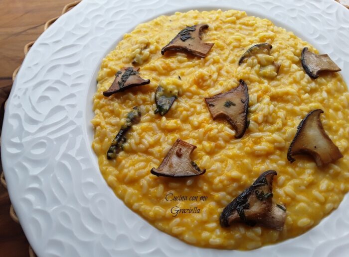 Risotto con zucca e funghi cardoncelli