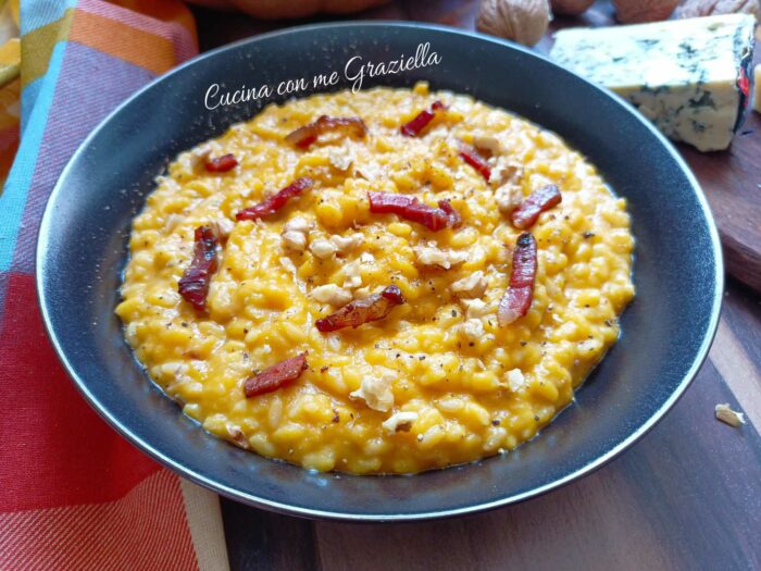 Risotto zucca gorgonzola e speck