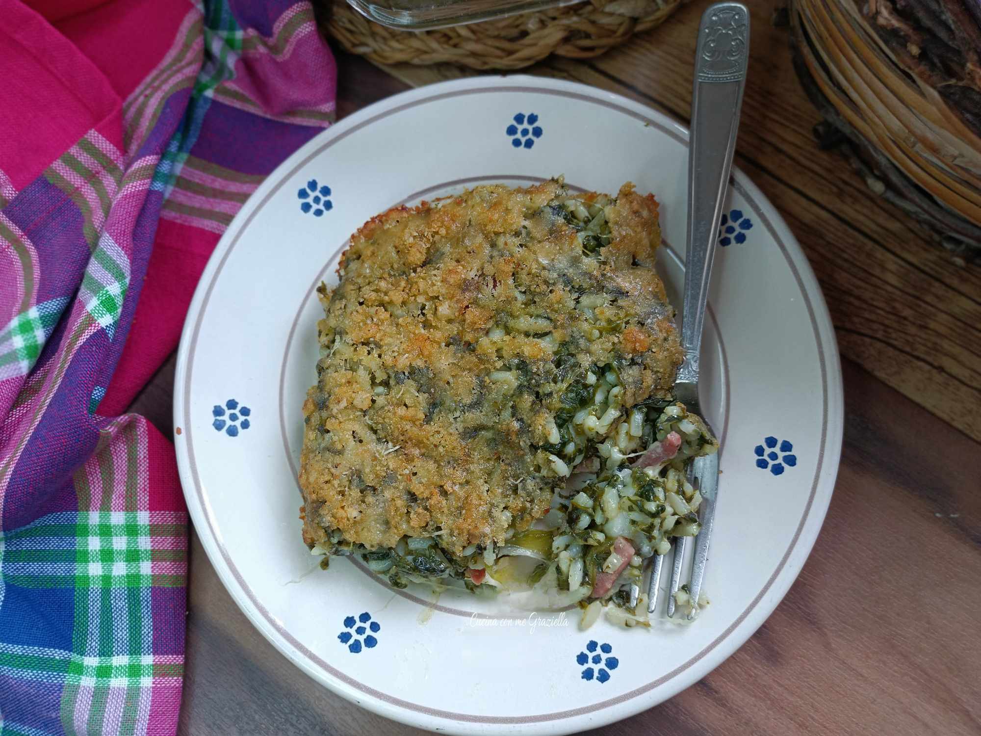 TIMBALLO di riso agli spinaci con speck e provola