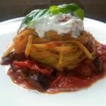 Tagliolini con melanzane e stracciatella