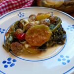Tiella di patate, cicorie e polpettine
