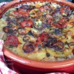 Tiella foggiana di patate riso e baccalà