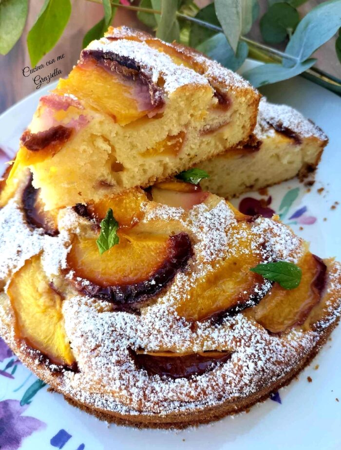 torta soffice alle pesche cotta