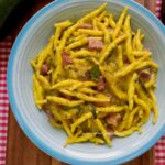 Trofie zucchine pancetta e zafferano