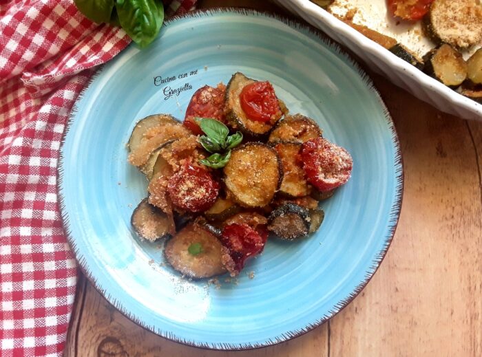 Zucchine e pomodori gratinati al forno