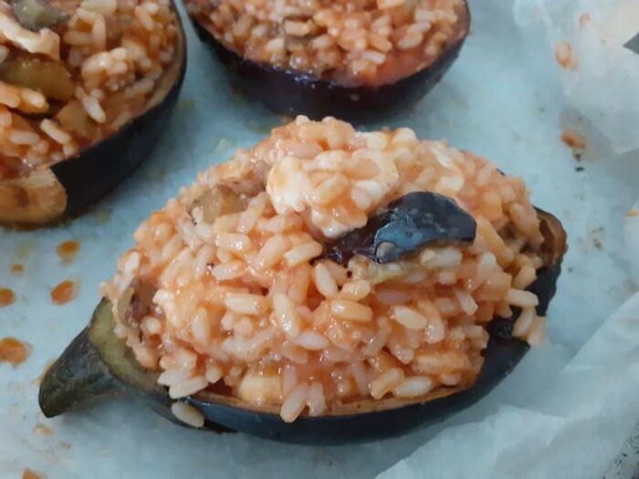 melanzane ripiene di riso crude