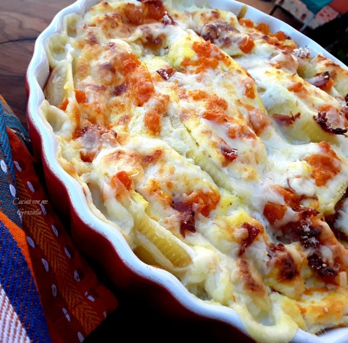 Conchiglioni ripieni di ricotta zucca e speck