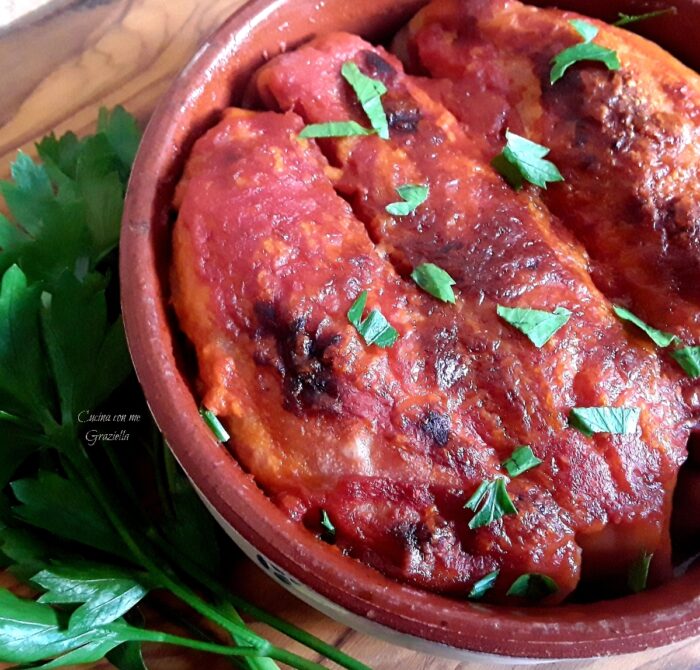 Involtini di mortadella al forno alla pugliese