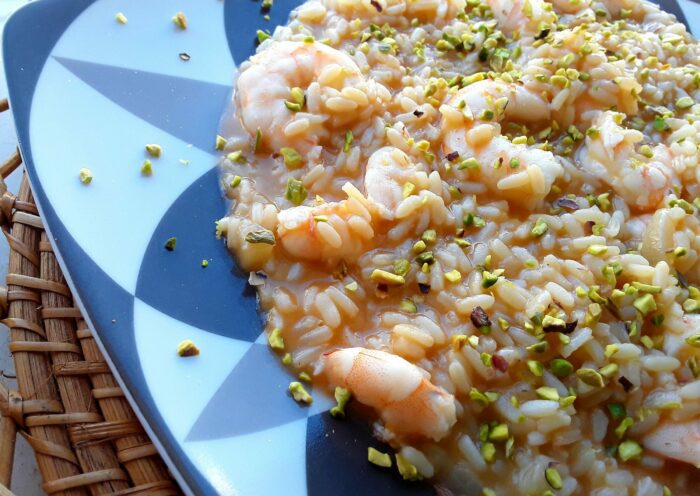 Risotto ai gamberetti limone e pistacchi