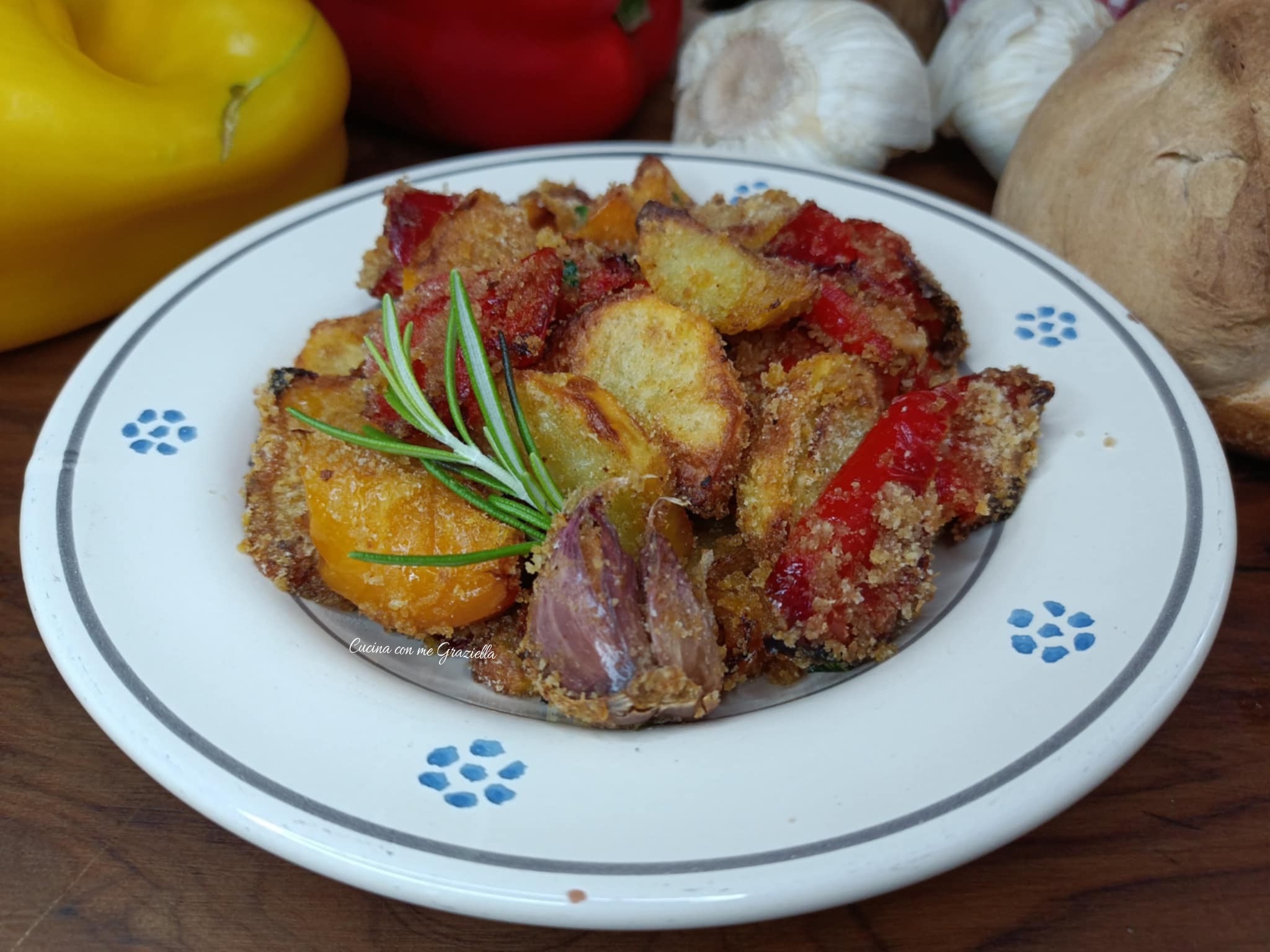 Peperoni e patate gratinate in friggitrice