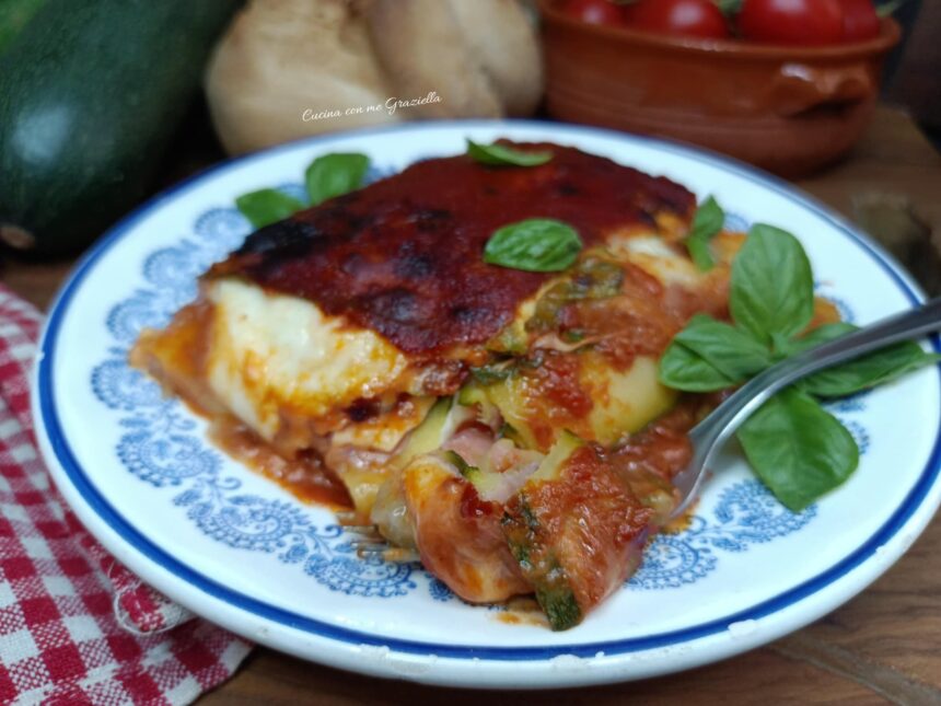 Parmigiana di zucchine con zucchine crude