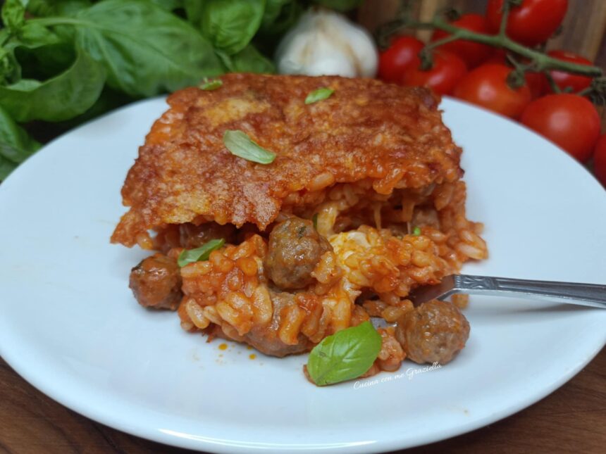 Timballo di riso con le polpettine