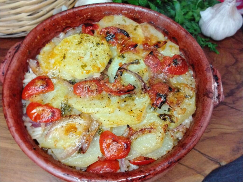 Tiella di patate riso e polpo