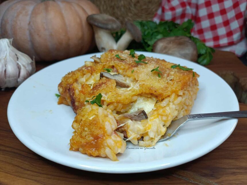 Sformato di riso con zucca funghi e fontina