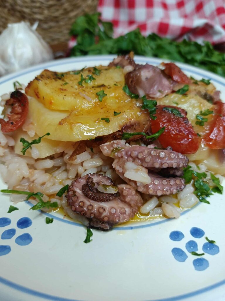 Tiella di patate riso e polpo