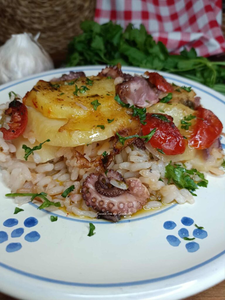 Tiella di patate riso e polpo