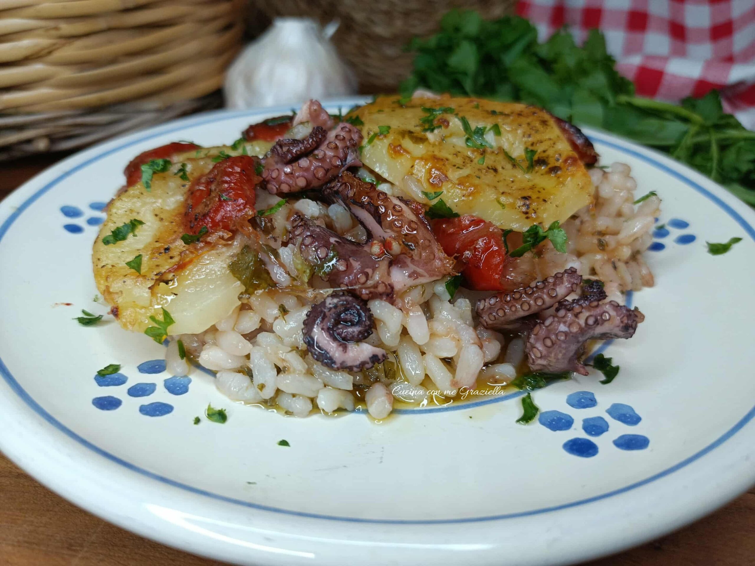 Tiella di patate riso e polpo