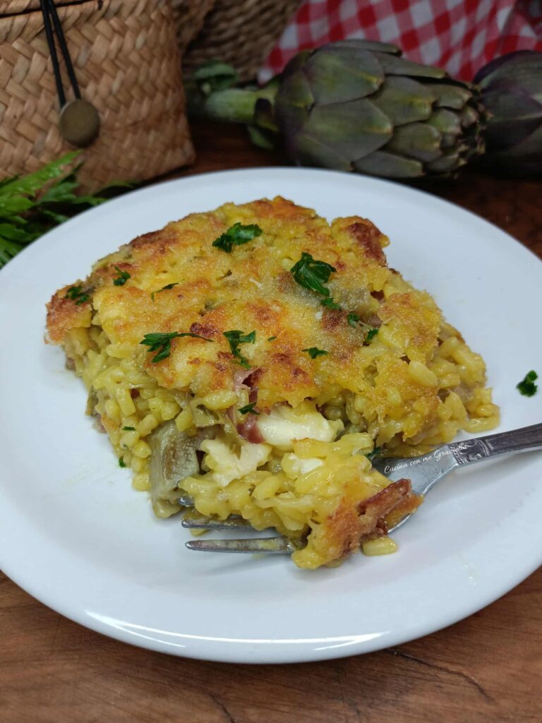 Riso al Forno allo Zafferano con Carciofi e Speck