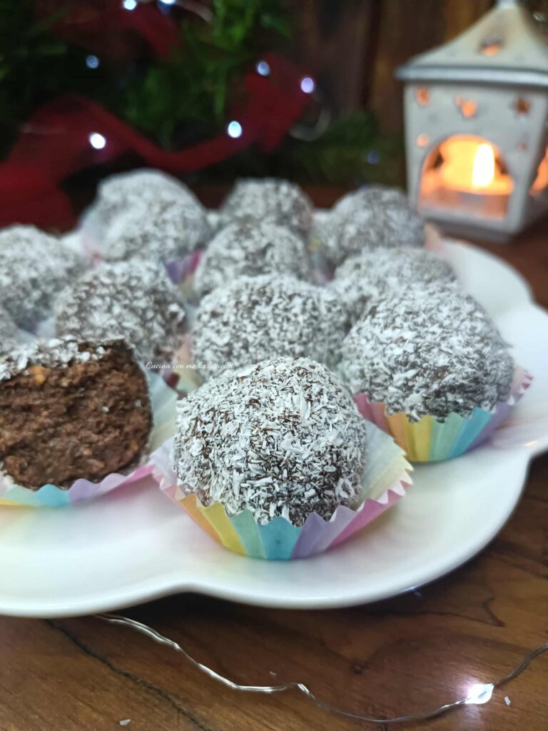 Tartufini con wafer al cioccolato e cocco