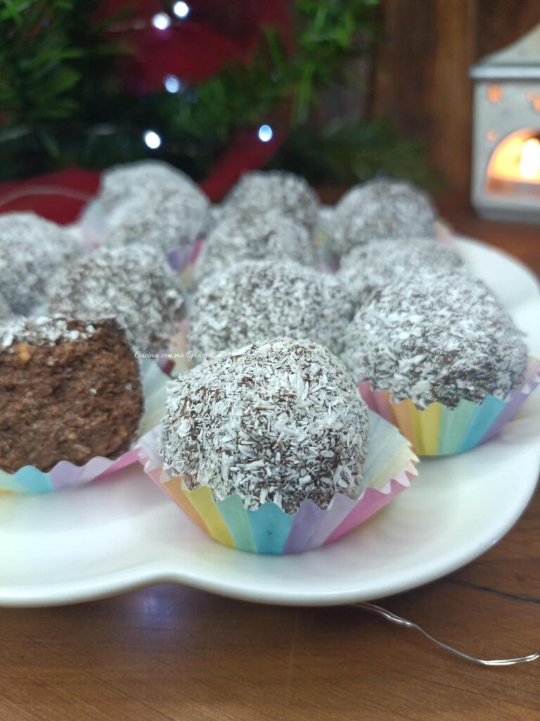 Tartufini con wafer al cioccolato e cocco