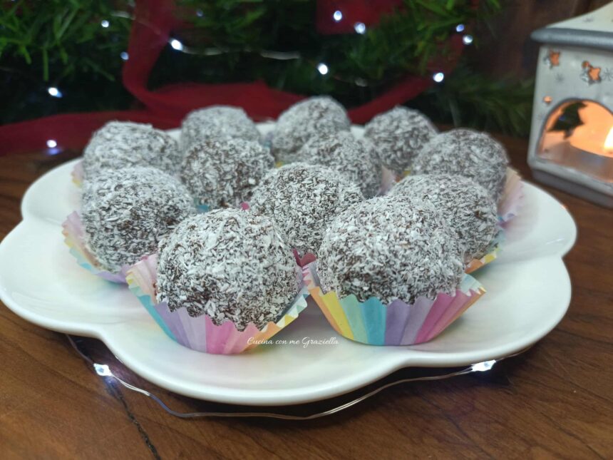 Tartufini con wafer al cioccolato e cocco