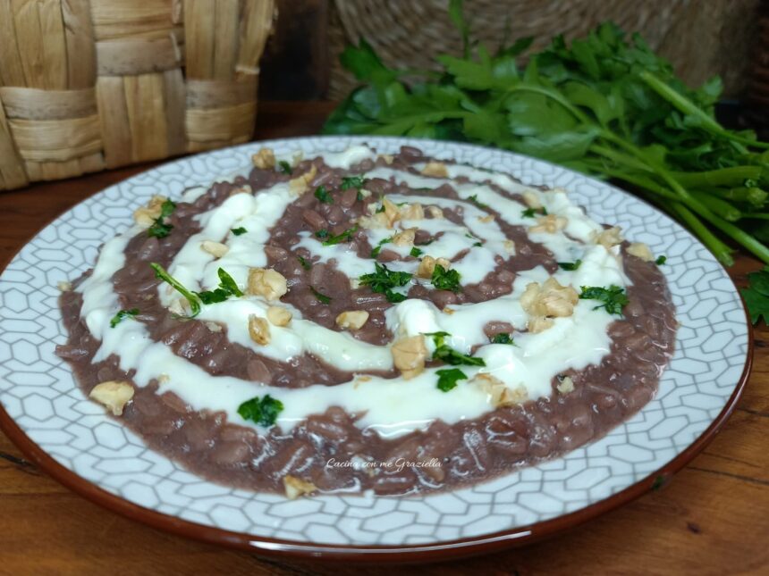 Risotto al vino rosso e gorgonzola